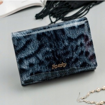 Skórzany portfel damski lakierowany rfid rovicky - czarny