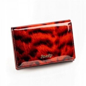 Skórzany portfel damski lakierowany rfid rovicky - czerwony
