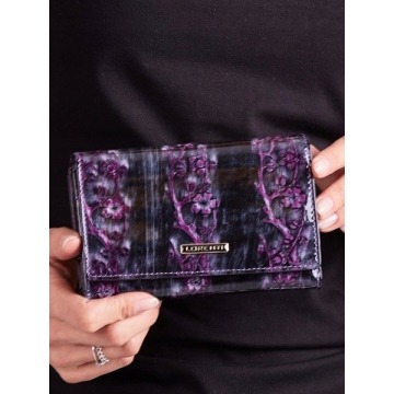 Skórzany portfel damski lakierowany fioletowy lorenti - fioletowy