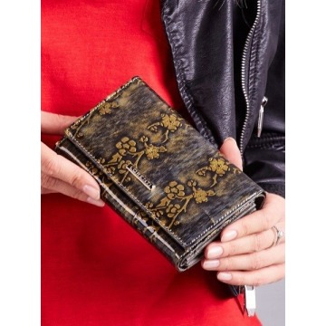 Skórzany portfel damski lakierowany złoty lorenti - złoty