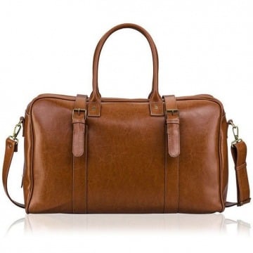 Skórzana torba męska podróżna, weekendowa solier brązowa - brązowy vintage