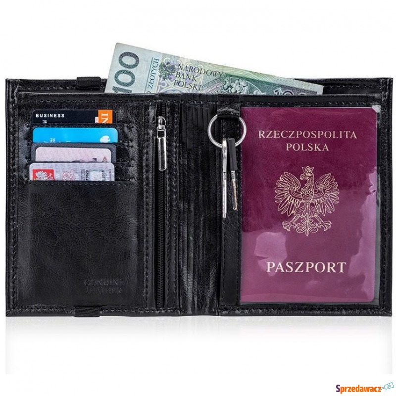Skórzany portfel męski na paszport solier sw07... - Portfele, portmonetki - Wieluń