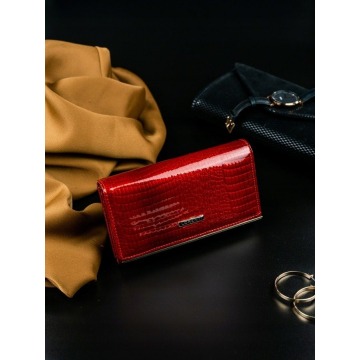 Skórzany portfel damski lorenti 72035-rsk - czerwony