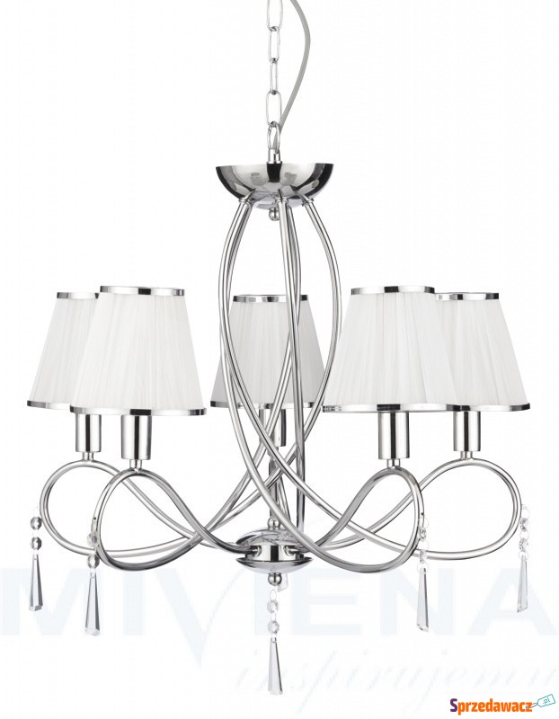simplicity lampa wisząca 5 chrom kryształ abażur - Lampy wiszące, żyrandole - Szczecinek