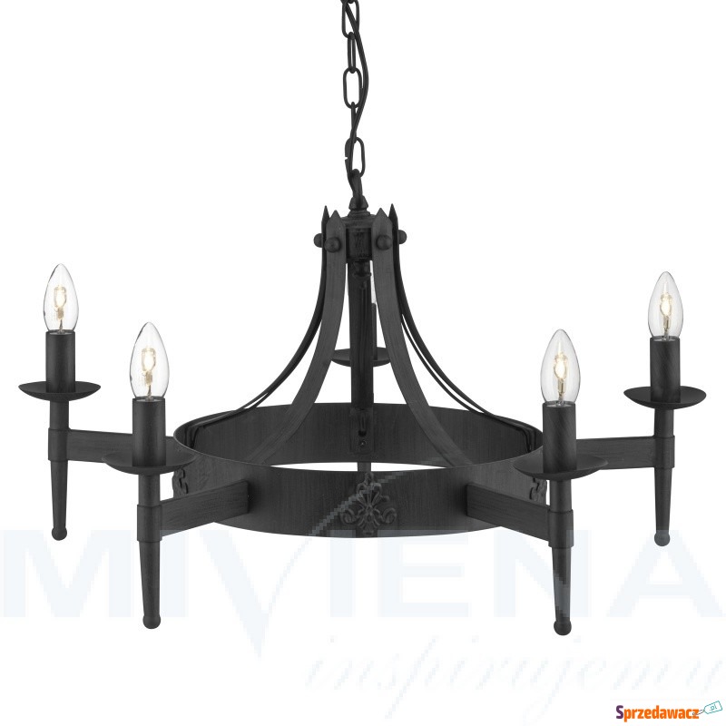 cartwheel lampa wisząca 5 czarny żelazo - Lampy wiszące, żyrandole - Żukowo
