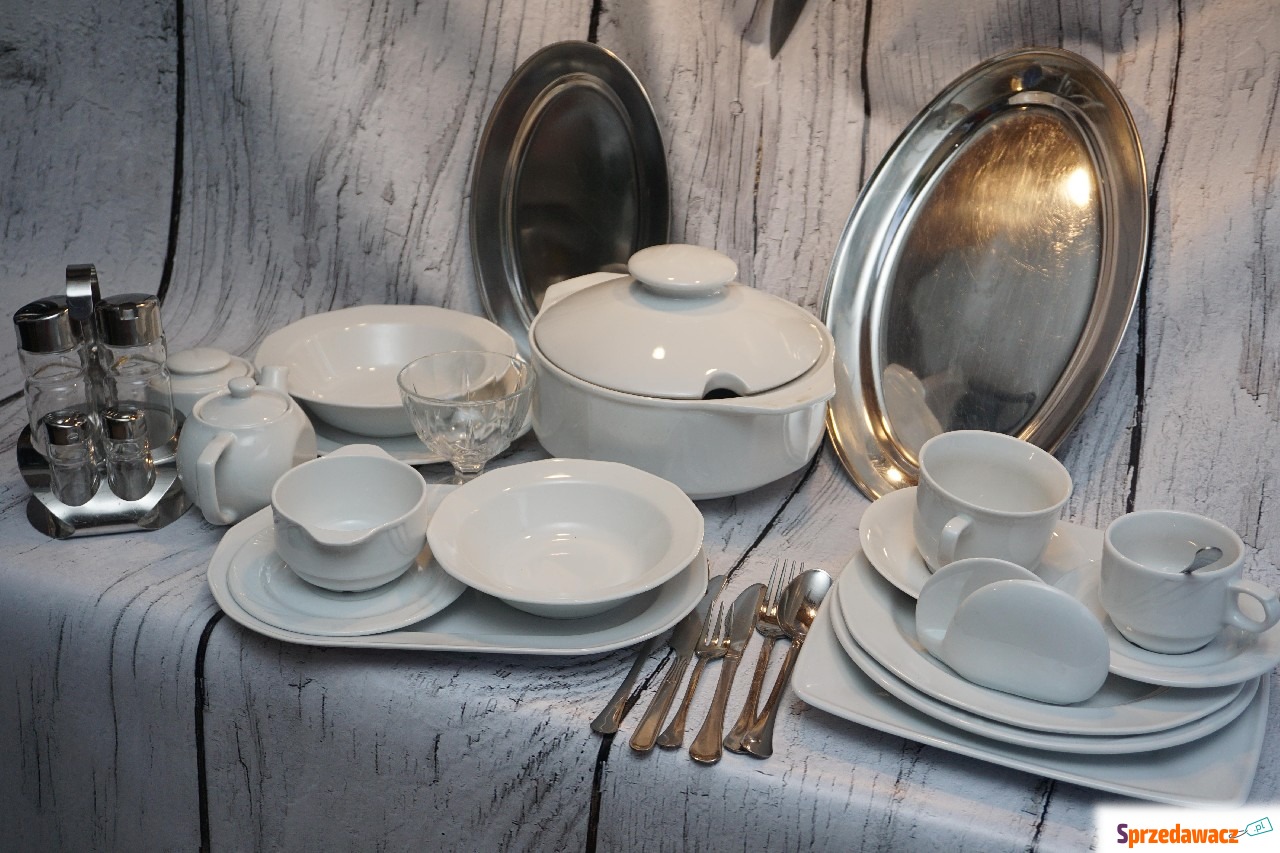 Porcelana talerze szkło kieliszki...