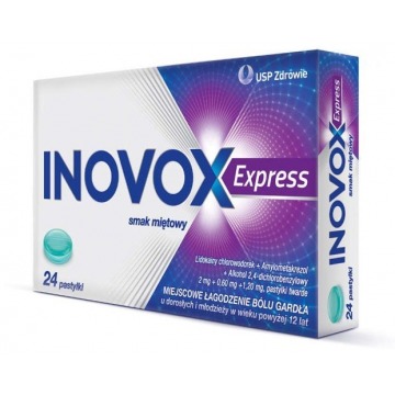 Inovox express smak miętowy 	x 24 pastylki do ssania