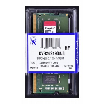Pamięć Kingston KVR26S19S8/8 (DDR4 SO-DIMM; 1 x 8 GB; 2666 MHz; CL19)