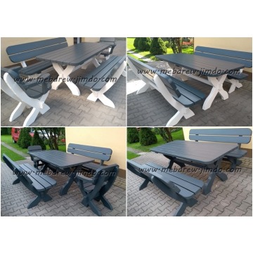 zestaw ogrodowy stół 2 ławki 2 fotele kpl drewniany ANTRACYT