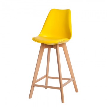 Krzesło barowe Norden Wood high PP D2 żółte