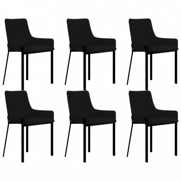 Krzesła do kuchni 6 szt. czarne tapicerowane tkaniną