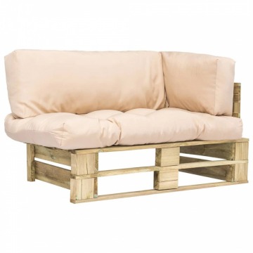 Sofa ogrodowa z palet z piaskowymi poduszkami, drewno FSC