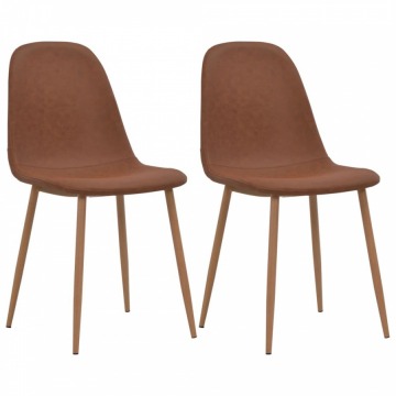 Krzesła ze sztucznej skóry 2 szt. brązowe