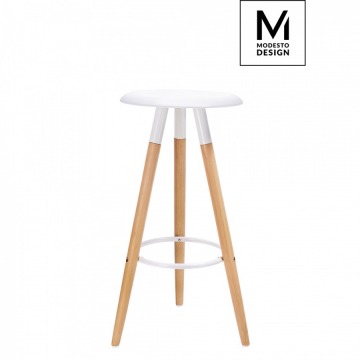 Krzesło barowe Dipp Modesto Design białe-podstawa bukowa