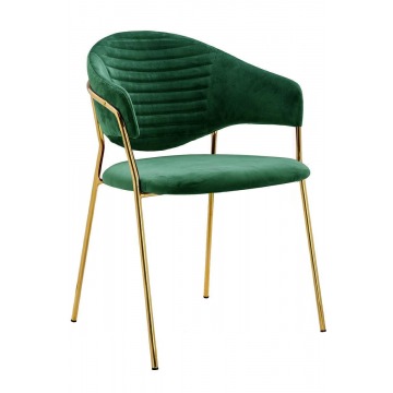 Fotel Naomi - zielony, złota podstawa