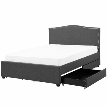 Łóżko szare tapicerowane pojemnik LED biały 160 x 200 cm Cucciolo BLmeble