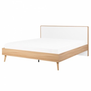 Łóżko drewniane 160 x 200 cm LED jasnobrązowe SERRIS