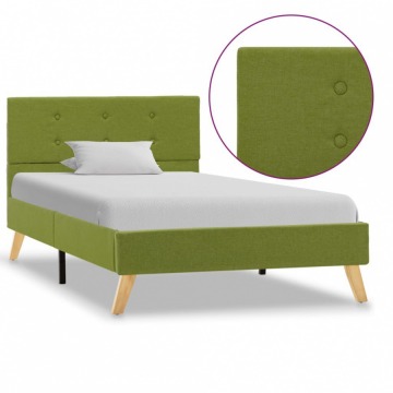 Rama łóżka, zielona, tapicerowana tkaniną, 100 x 200 cm
