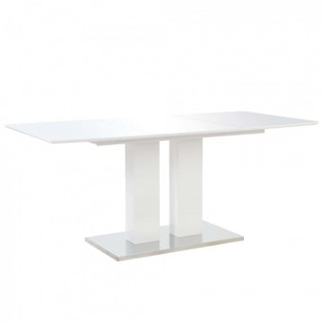 Stół jadalniany, wysoki połysk, biały, 180x90x76 cm, MDF