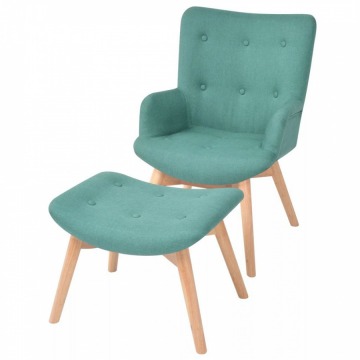 Fotel do salonu z podnóżkiem zielony