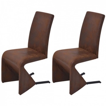 Krzesła do jadalni pokryte tkaniną brązowe 2 szt.