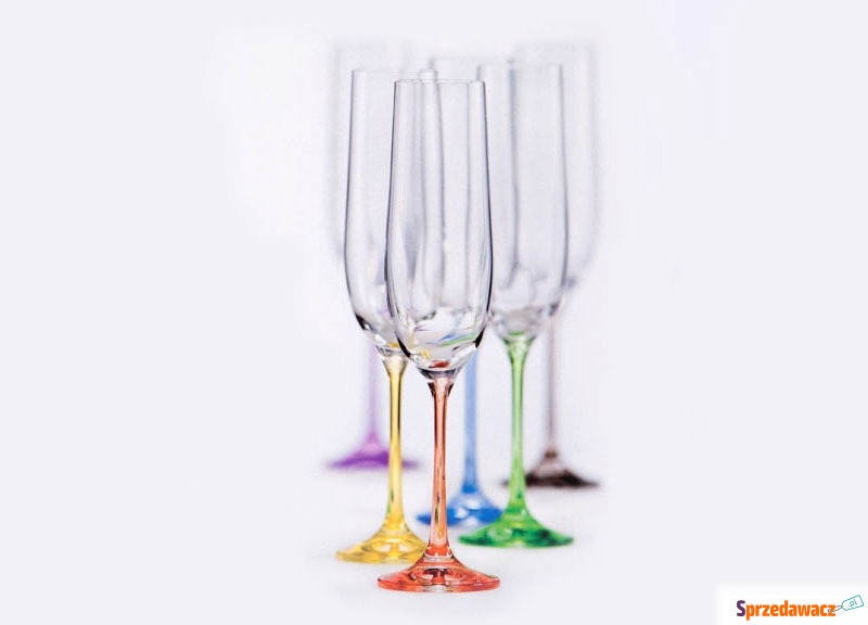 Kpl. 6 kolorowych kieliszków do szampana Rainbow - Kieliszki - Legionowo