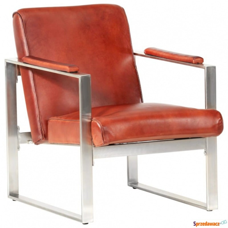 Fotel klubowy brązowy 60x73x77 cm skóra naturalna - Krzesła biurowe - Zgierz