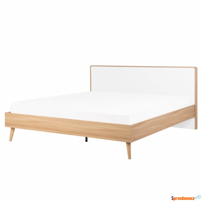Łóżko drewniane 180 x 200 cm LED jasnobrązowe... - Łóżka - Grójec