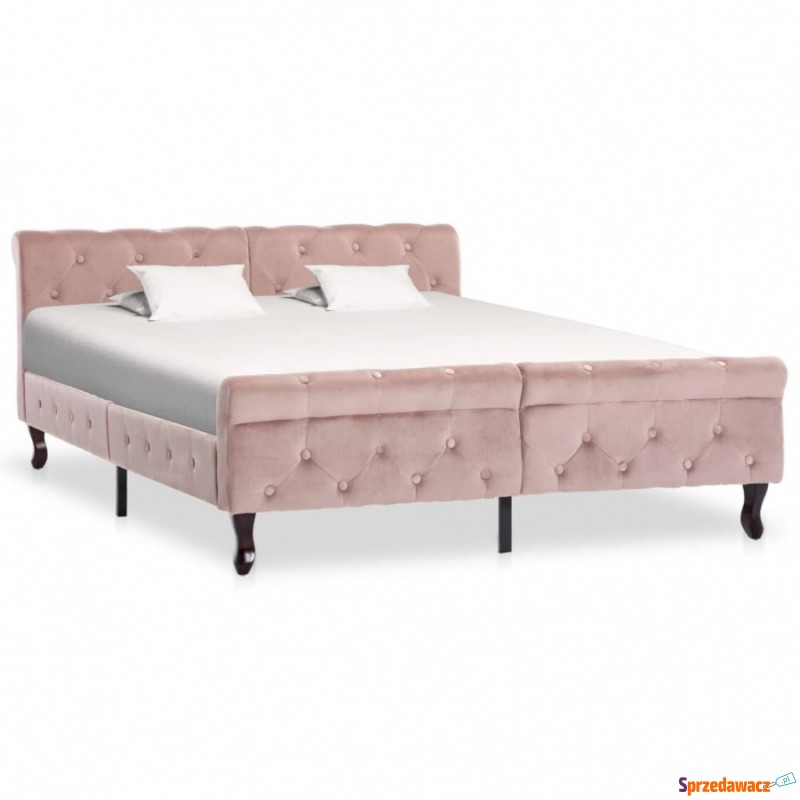 Rama łóżka, różowa, tapicerowana aksamitem, 1... - Stelaże do łóżek - Ludomy