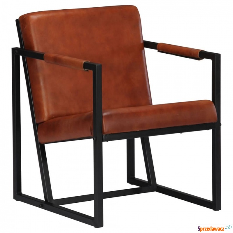Fotel, brązowy, skóra naturalna - Krzesła biurowe - Luboszyce