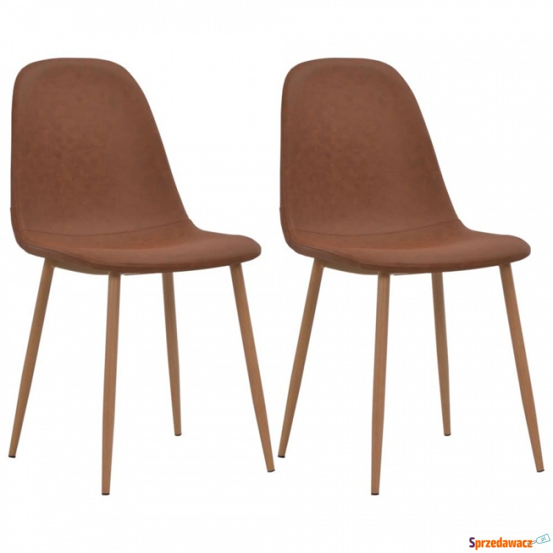 Krzesła ze sztucznej skóry 2 szt. brązowe - Krzesła do salonu i jadalni - Otwock