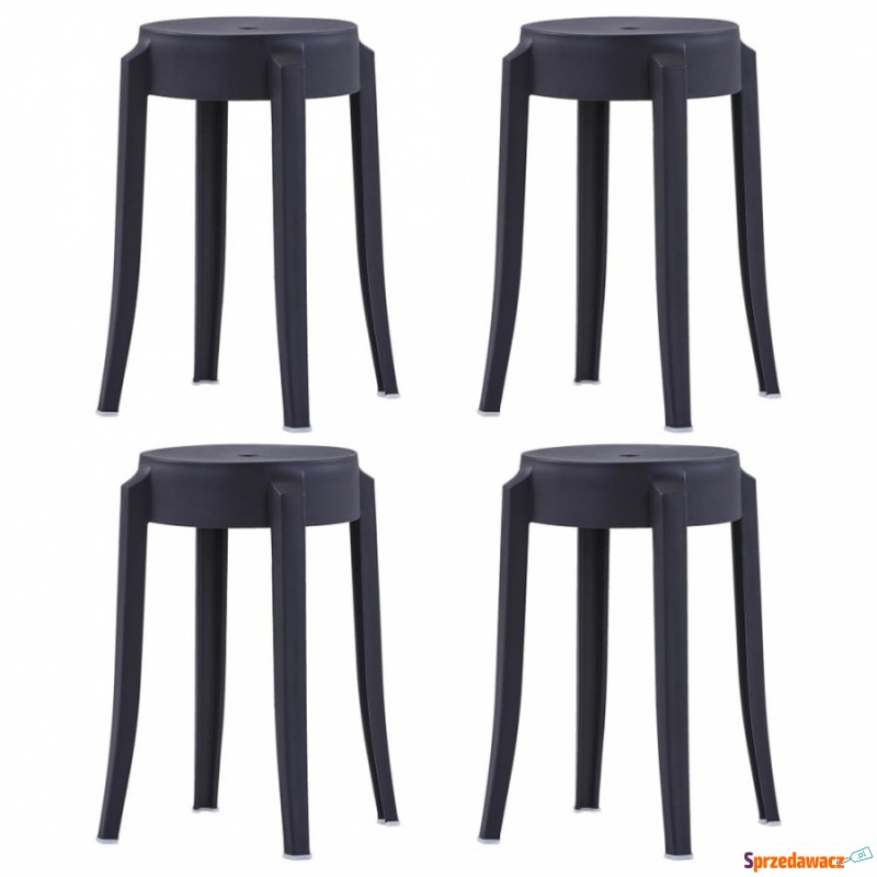 Stołki sztaplowane, 4 szt., czarne, plastikowe - Taborety, stołki, hokery - Brzeg