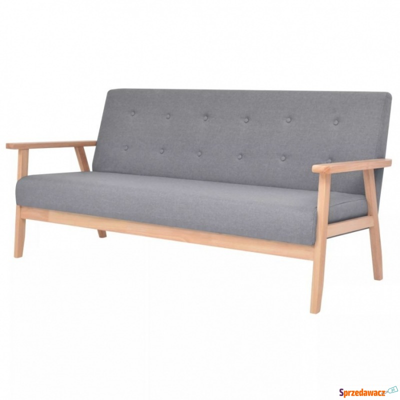 Sofa 3-osobowa, tapicerowana tkaniną, jasnoszara - Sofy, fotele, komplety... - Nowy Sącz