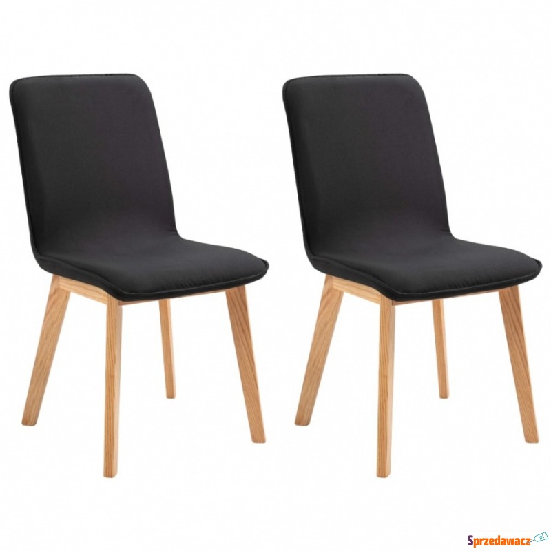 Krzesła stołowe, 2 szt., czarne, tkanina i lity... - Krzesła kuchenne - Piła