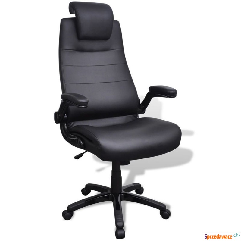 Fotel biurowy obrotowy ze skóry syntetycznej czarny - Krzesła biurowe - Busko-Zdrój