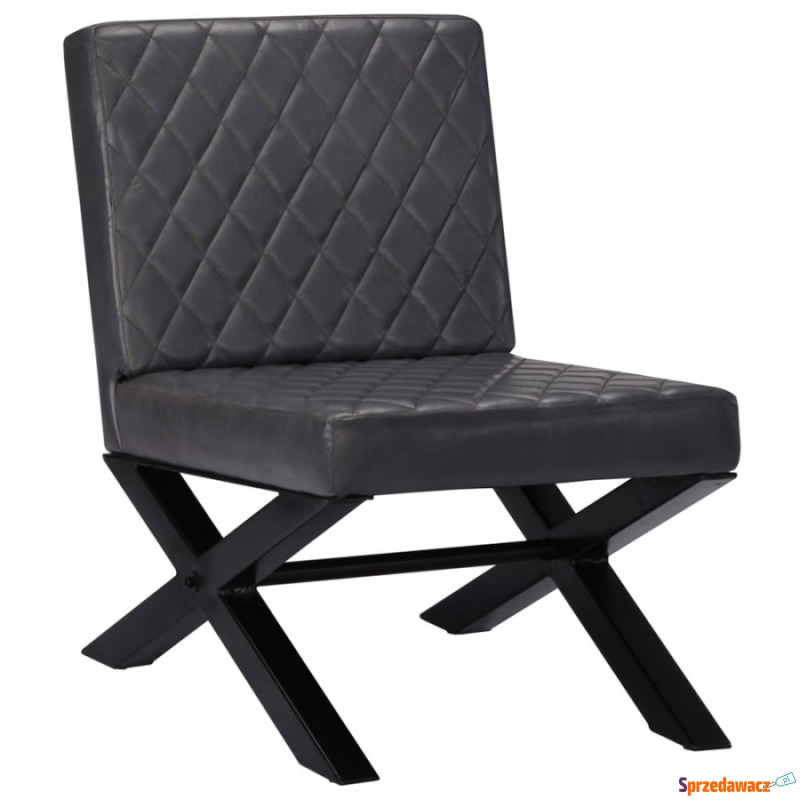 Fotel wypoczynkowy szary skóra naturalna - Krzesła biurowe - Inowrocław
