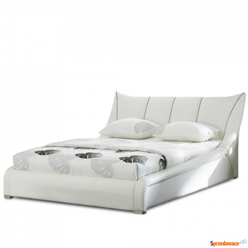Łóżko białe skórzane 140 x 200 cm NANTES - Łóżka - Korytowo