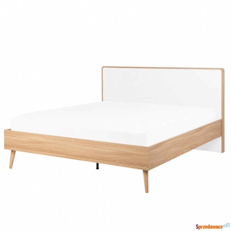 Łóżko drewniane 140 x 200 cm LED jasnobrązowe... - Łóżka - Stargard Szczeciński