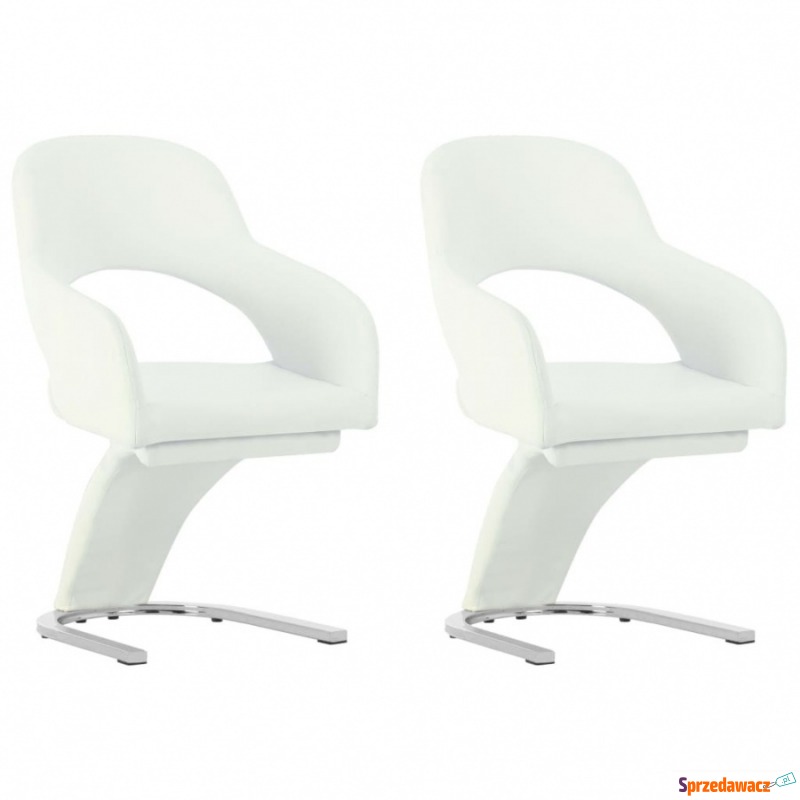 Krzesła stołowe, 2 szt., białe, sztuczna skóra - Krzesła kuchenne - Łódź