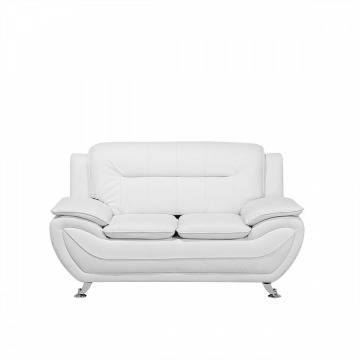 Sofa skóra ekologiczna dwuosobowa biała LEIRA BLmeble
