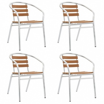 Krzesła ogrodowe, sztaplowane, 4 szt., aluminium i WPC, srebrne