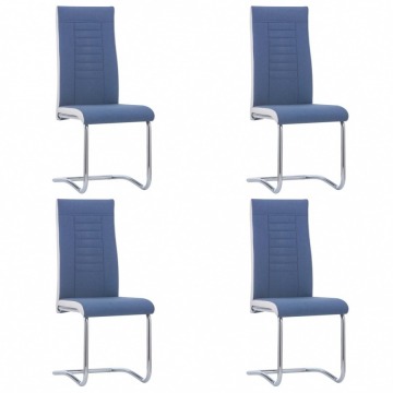 Krzesła stołowe, wspornikowe, 4 szt., niebieskie, tkanina