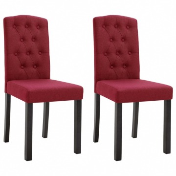 Krzesła stołowe, 2 szt., czerwone wino, tapicerowane tkaniną
