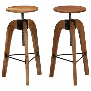 Krzesła barowe, 2szt lite drewno akacjowe, 30x58-78cm