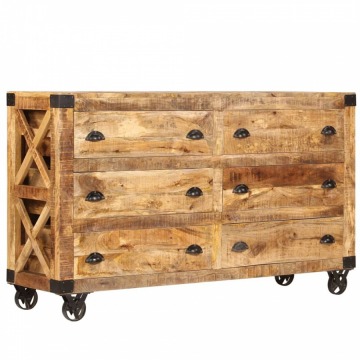 Szafka z szufladami, lite drewno mango i żeliwo, 150x40x86 cm