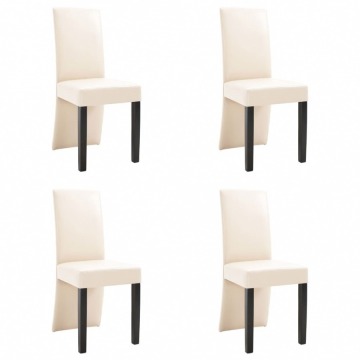 Krzesła stołowe, 4 szt., kremowe, obite sztuczną skórą