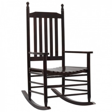 Fotel bujany z wygiętym siedziskiem, brązowy, drewniany