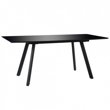 Stół jadalniany, wysoki połysk, czarny, 180x90x76 cm, MDF