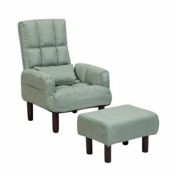 Fotel do salonu tapicerowany rozkładany z podnóżkiem zielony Oland