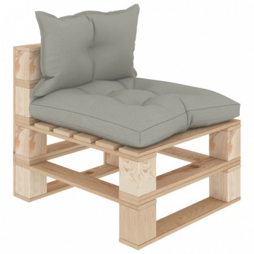 Ogrodowe siedzisko z palet z poduszkami taupe, drewniane